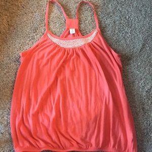 Coral spaghetti strap tank top